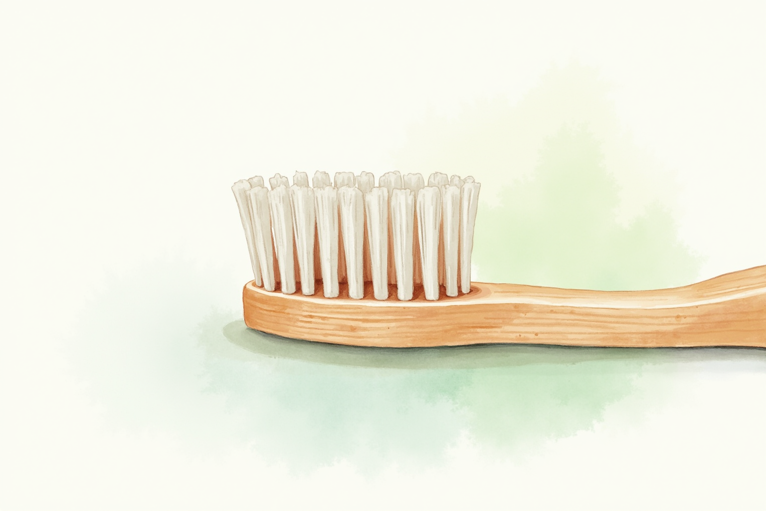 Bamboo toothbrush close-up showing natural bristles