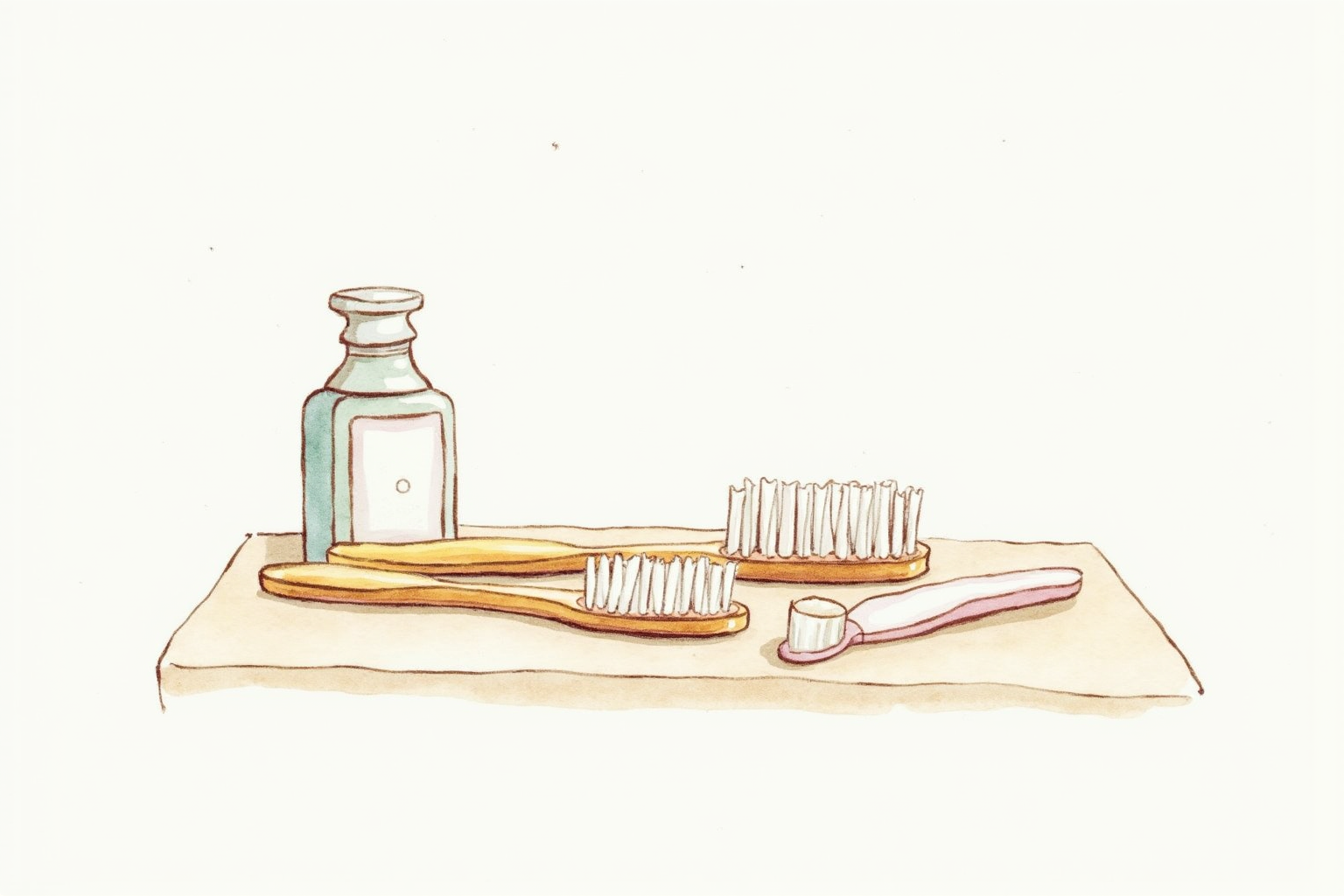 Bamboo toothbrush beside plastic toothbrush on bathroom counter