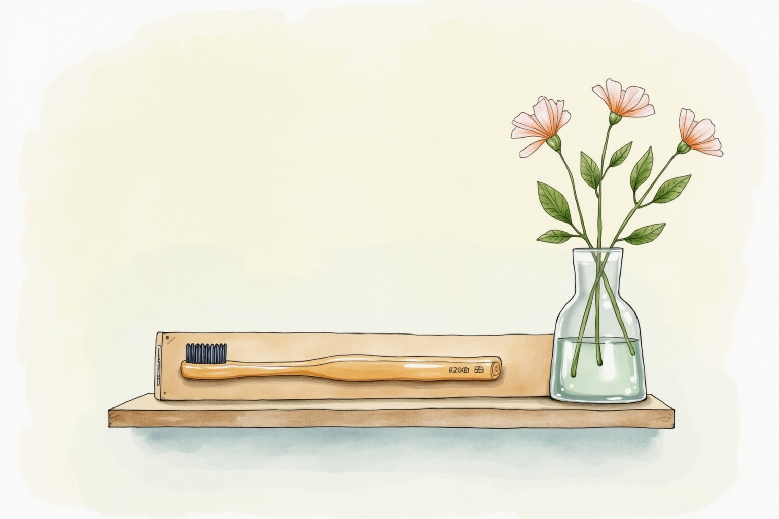 Bamboo toothbrush in biodegradable paper packaging
