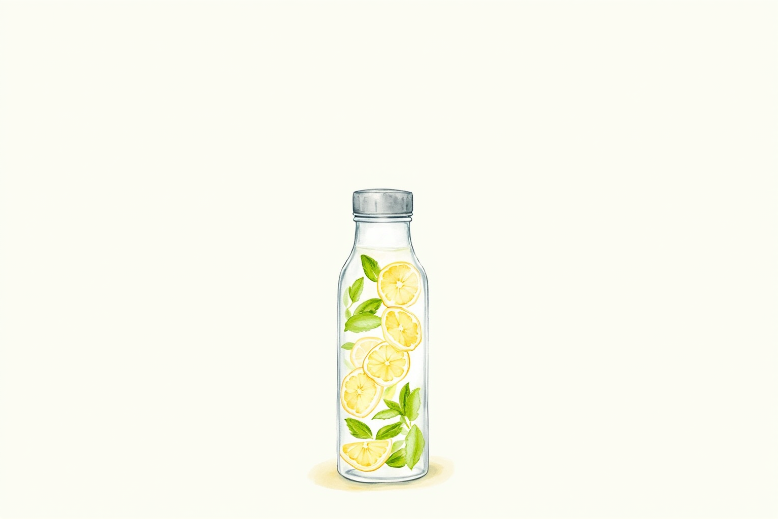 Fruit infuser water bottle filled with lemon and mint
