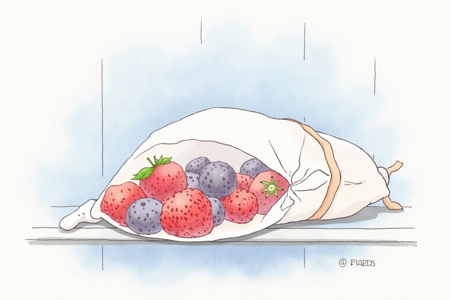 Silicone freezer bag with frozen berries