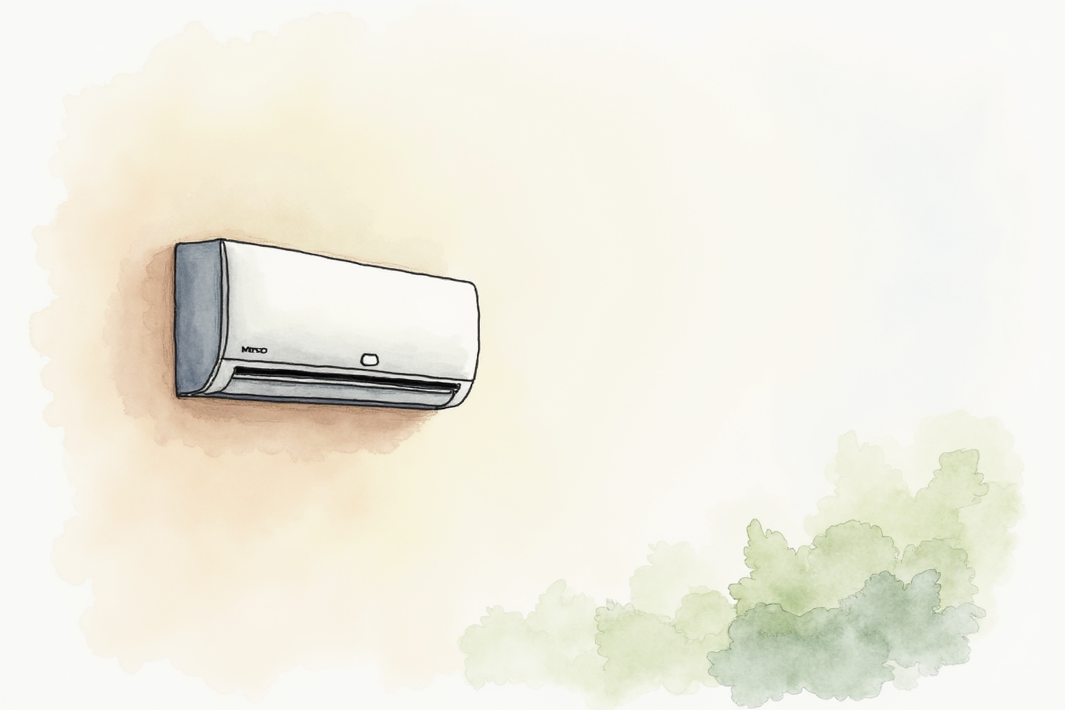 Indoor mini-split heat pump head mounted on living room wall