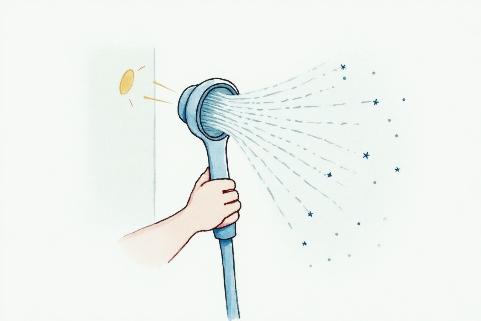 Handheld low-flow showerhead held in hand
