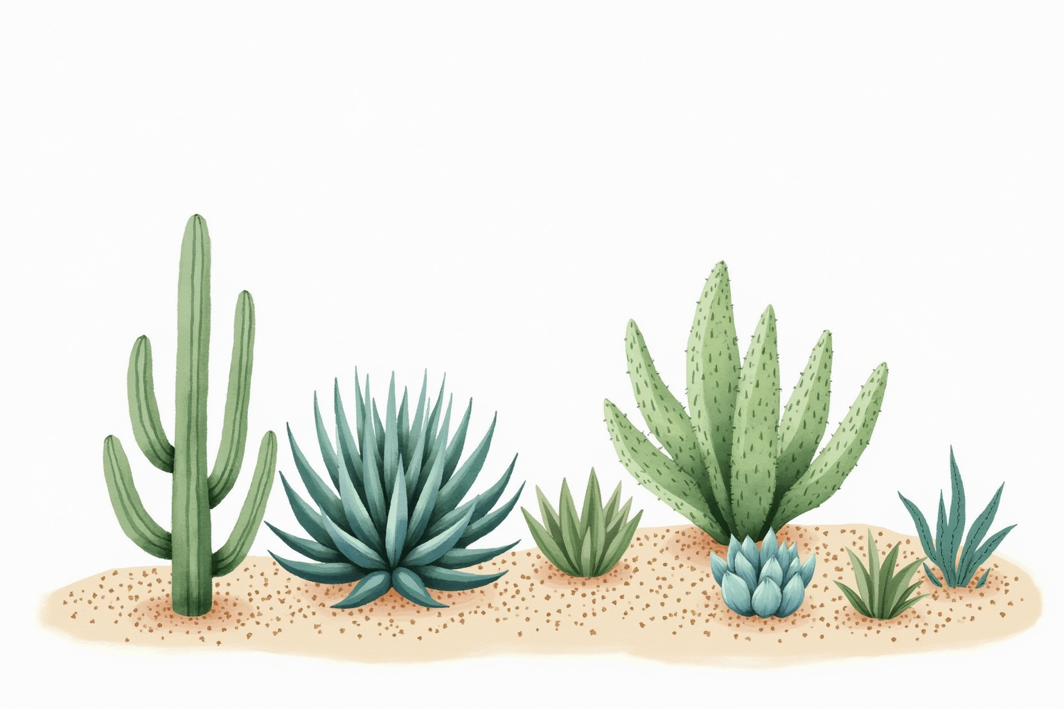 Agave and yucca plants in gravel landscape