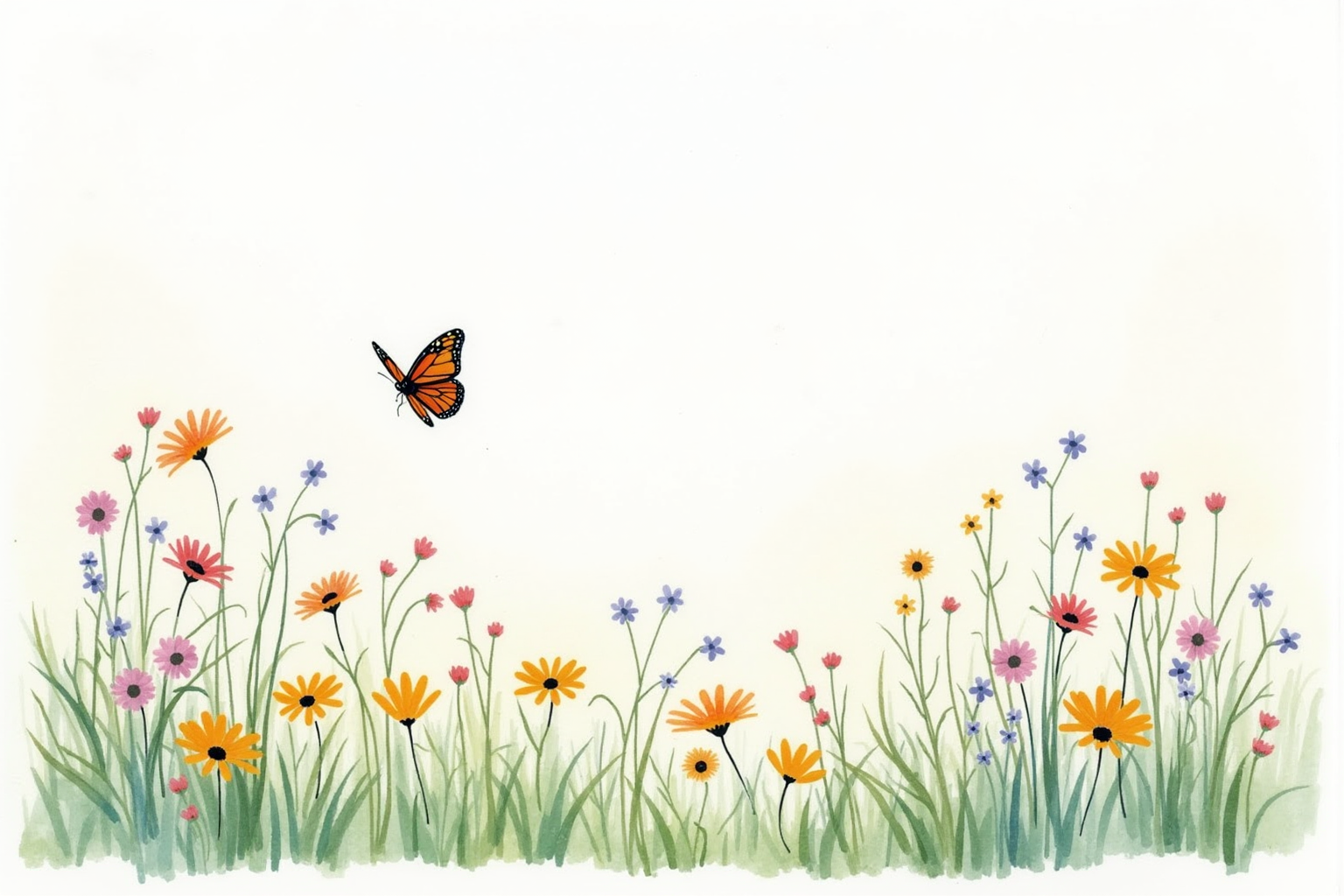 Native wildflower meadow with butterflies
