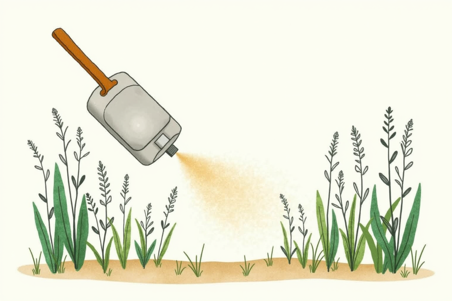 Diatomaceous earth being sprinkled around garden plants
