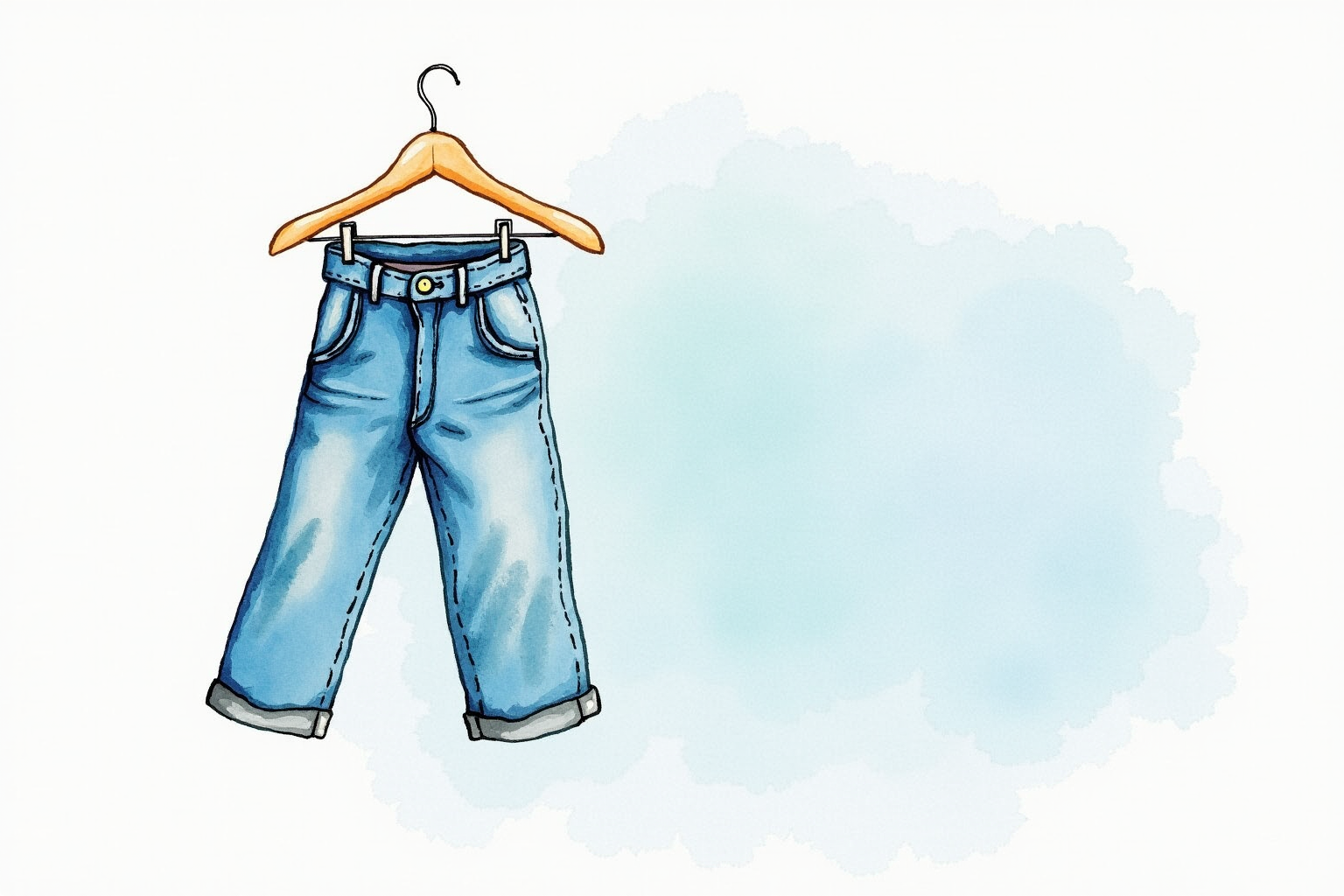 Sustainable jeans hanging on rack made from recycled denim