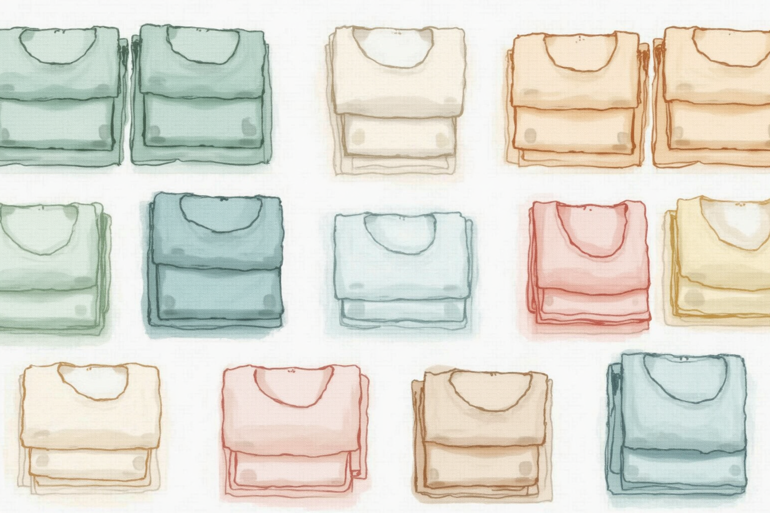 Folded organic cotton t-shirts in sustainable fashion store