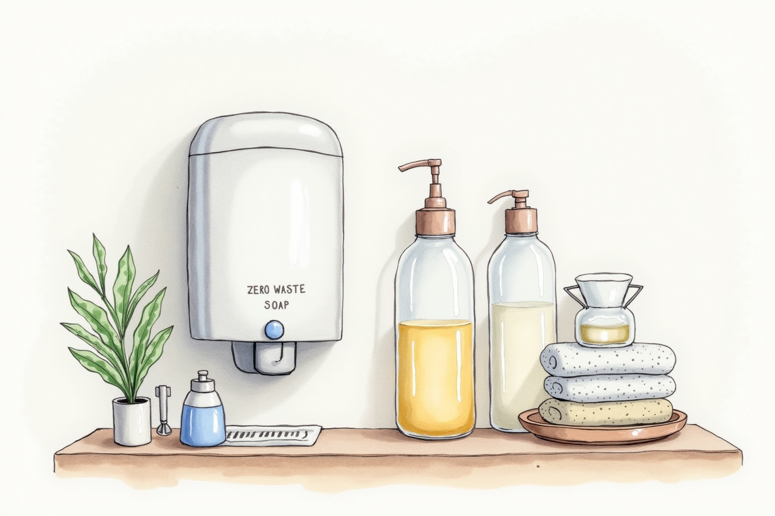 Refillable detergent dispenser at zero waste store with bulk soap