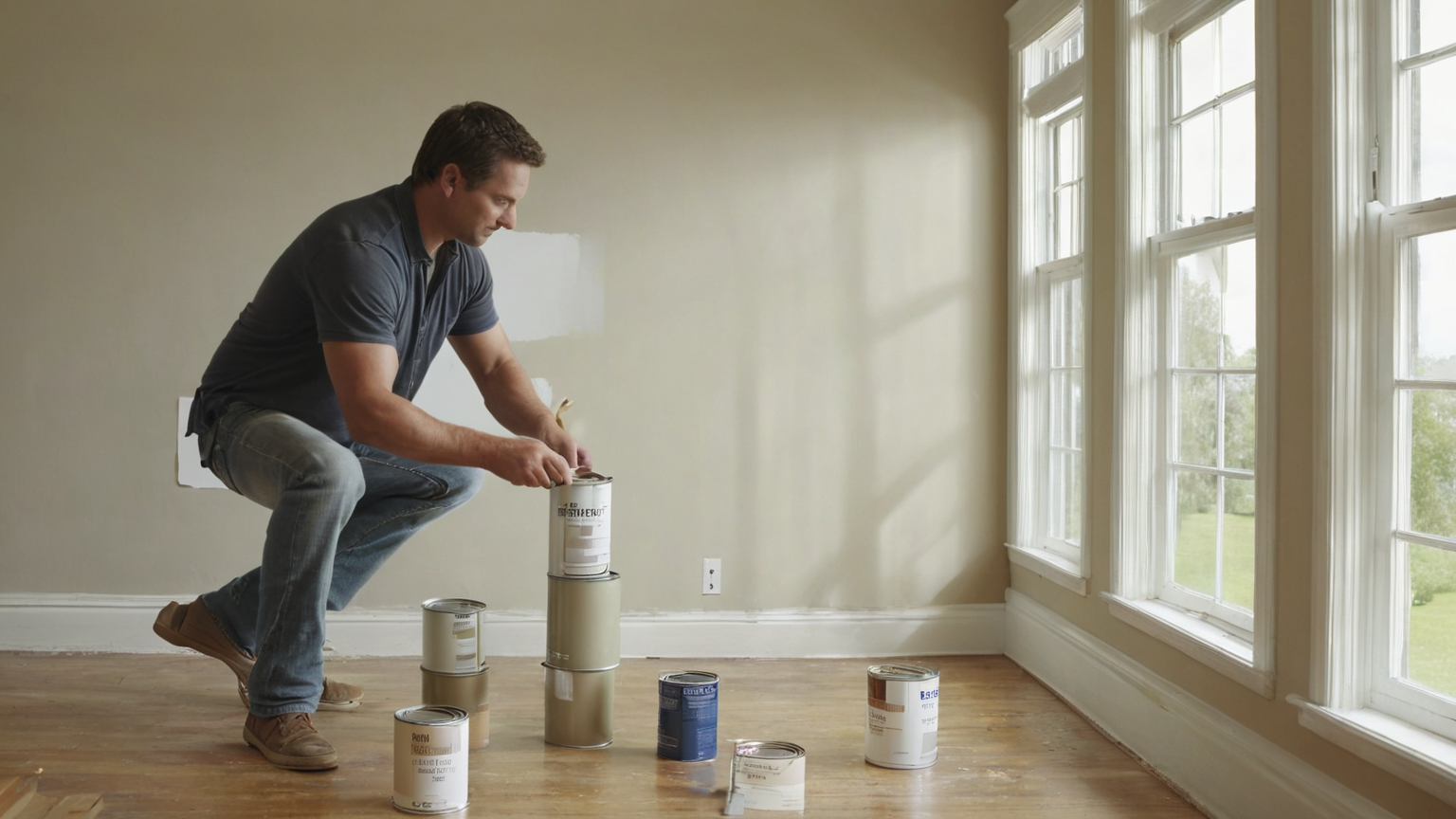 Paint swatches and sealed cans