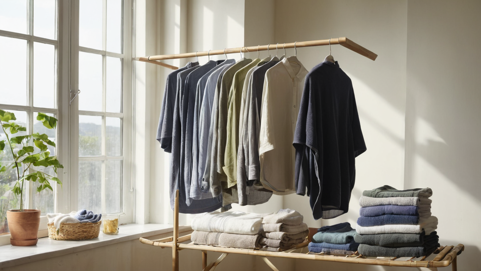 Drying rack near window