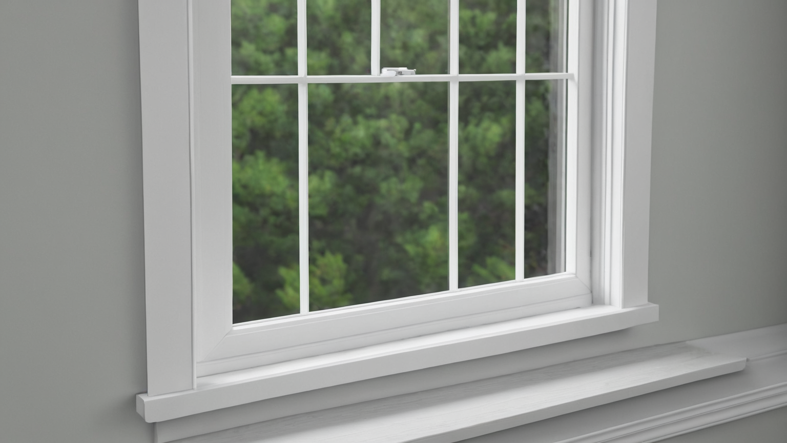 Close view of a residential window sash and its weather-seal edge